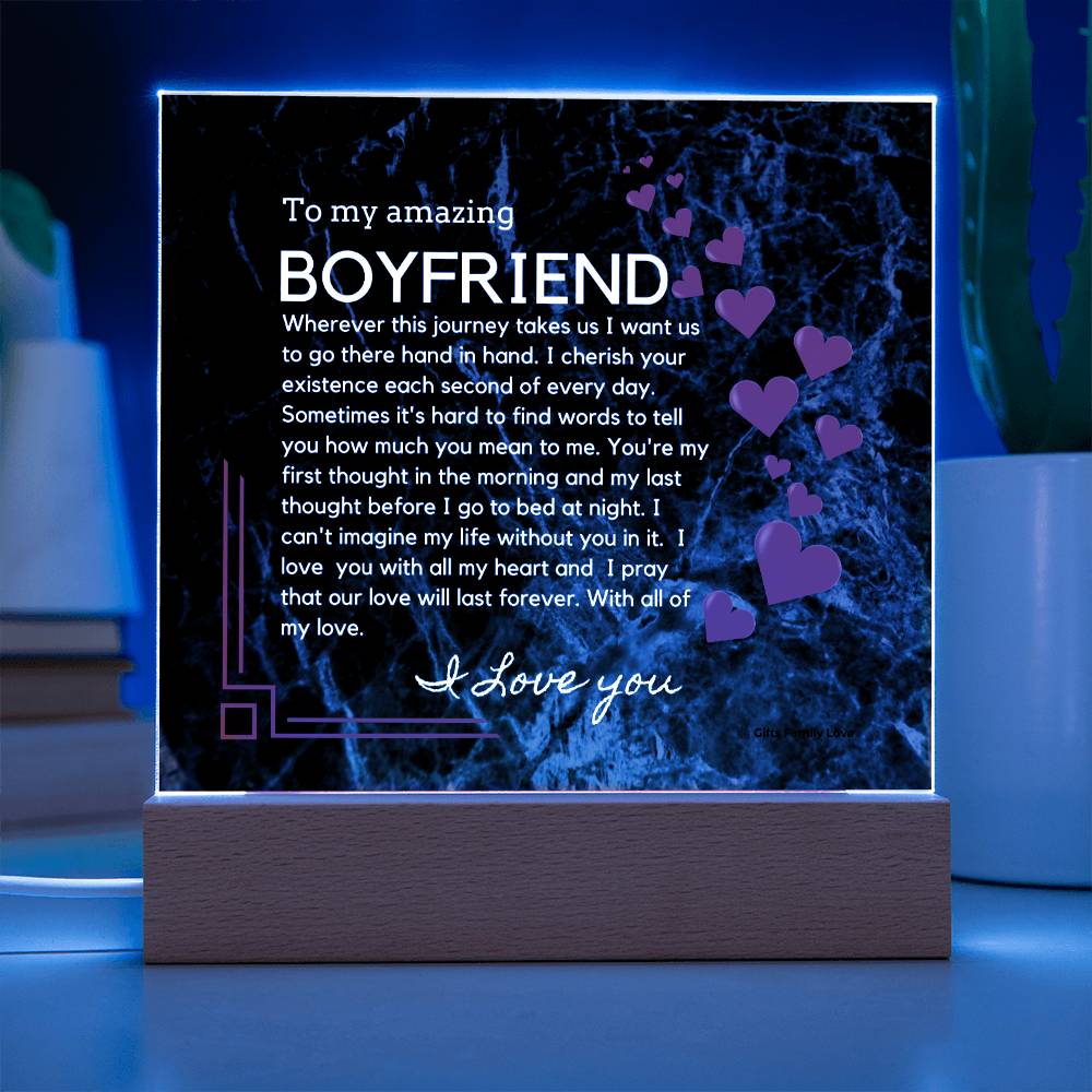 To My Boyfriend Acrylic Keepsake, Romantic Gift for Boyfriend, Sentimental Anniversary Gift for Boyfriend, Boyfriend Birthday, Gift for Him - 491c