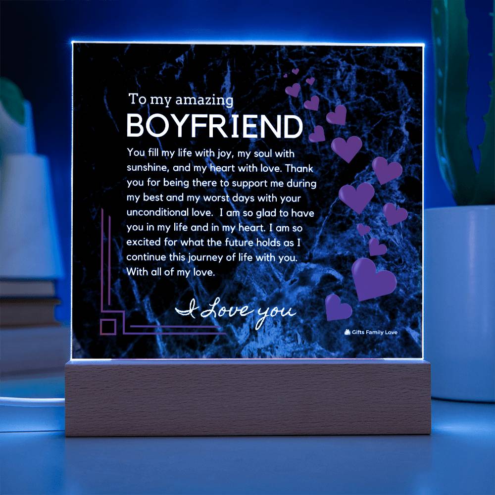To My Boyfriend Acrylic Keepsake, Romantic Gift for Boyfriend, Sentimental Anniversary Gift for Boyfriend, Boyfriend Birthday, Gift for Him - 491a