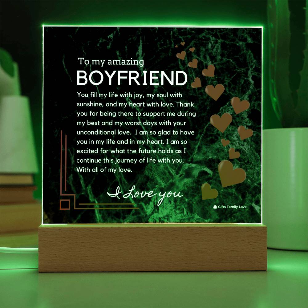 To My Boyfriend Acrylic Keepsake, Romantic Gift for Boyfriend, Sentimental Anniversary Gift for Boyfriend, Boyfriend Birthday, Gift for Him - 491a