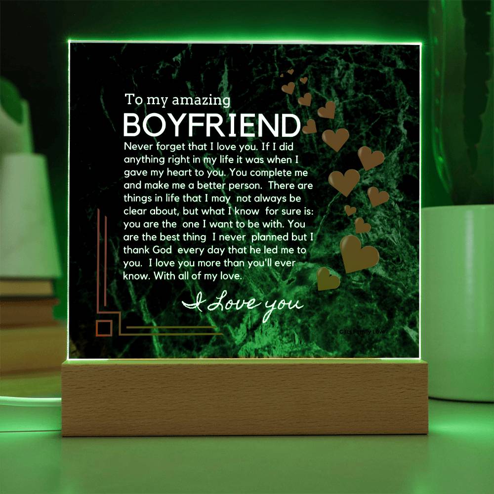 To My Boyfriend Acrylic Keepsake, Romantic Gift for Boyfriend, Sentimental Anniversary Gift for Boyfriend, Boyfriend Birthday, Gift for Him - 491b