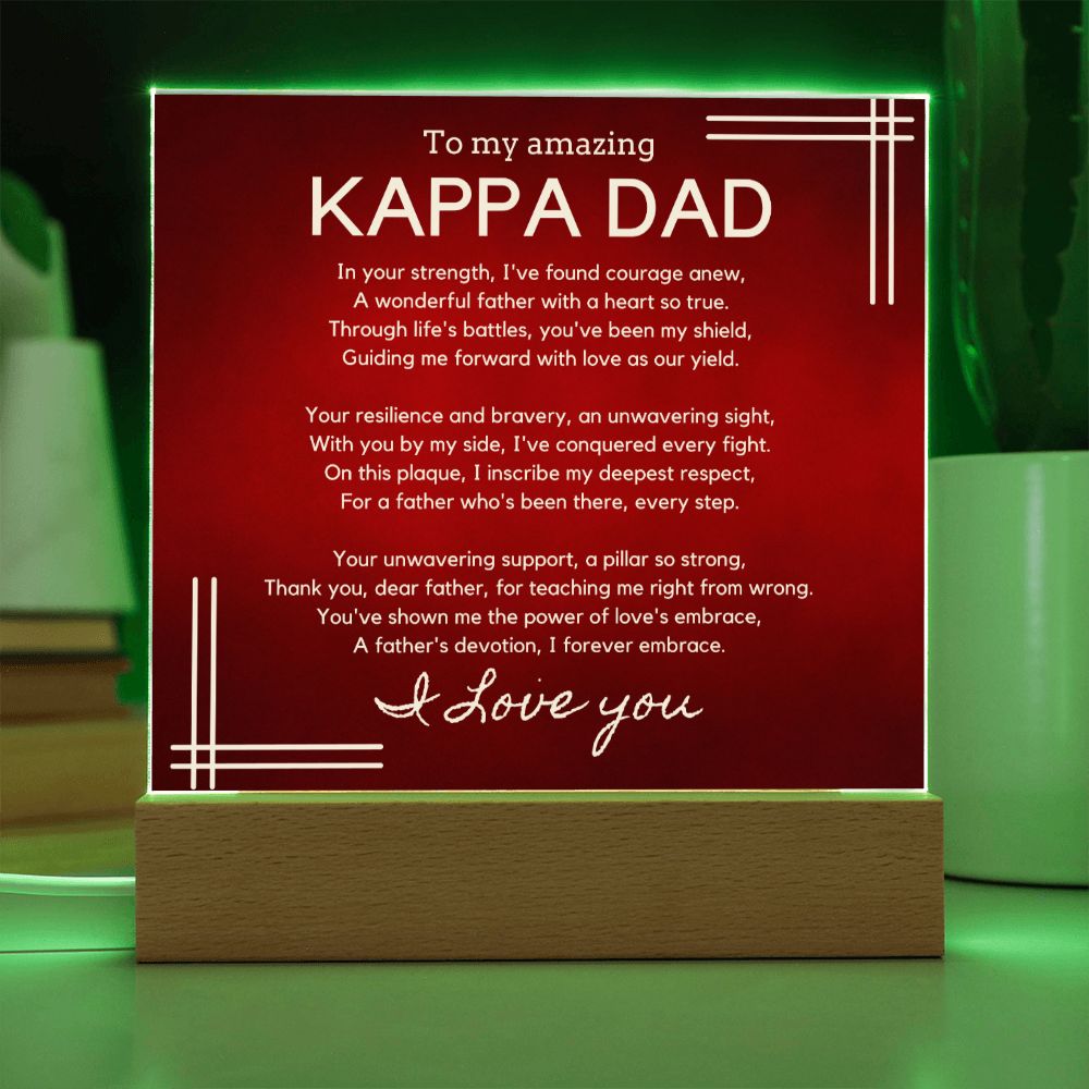 Gift for Kappa Dad, Birthday Gift for Dad, Gift for Kappa Dad, Father's Day Gift for Kappa Dad, Acrylic Plaque - 447e