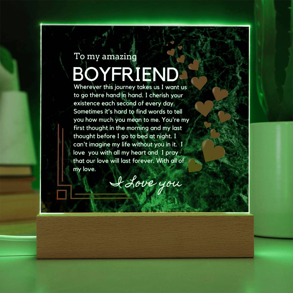 To My Boyfriend Acrylic Keepsake, Romantic Gift for Boyfriend, Sentimental Anniversary Gift for Boyfriend, Boyfriend Birthday, Gift for Him - 491c