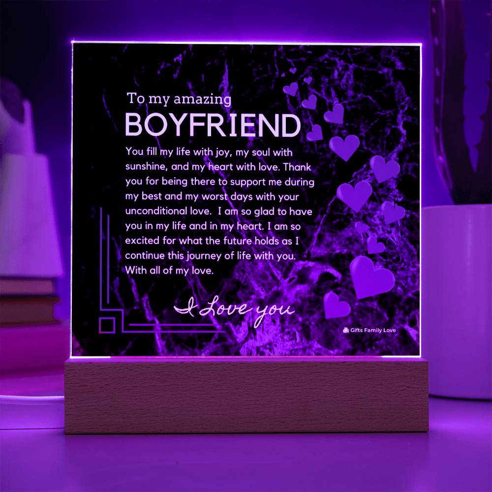 To My Boyfriend Acrylic Keepsake, Romantic Gift for Boyfriend, Sentimental Anniversary Gift for Boyfriend, Boyfriend Birthday, Gift for Him - 491a