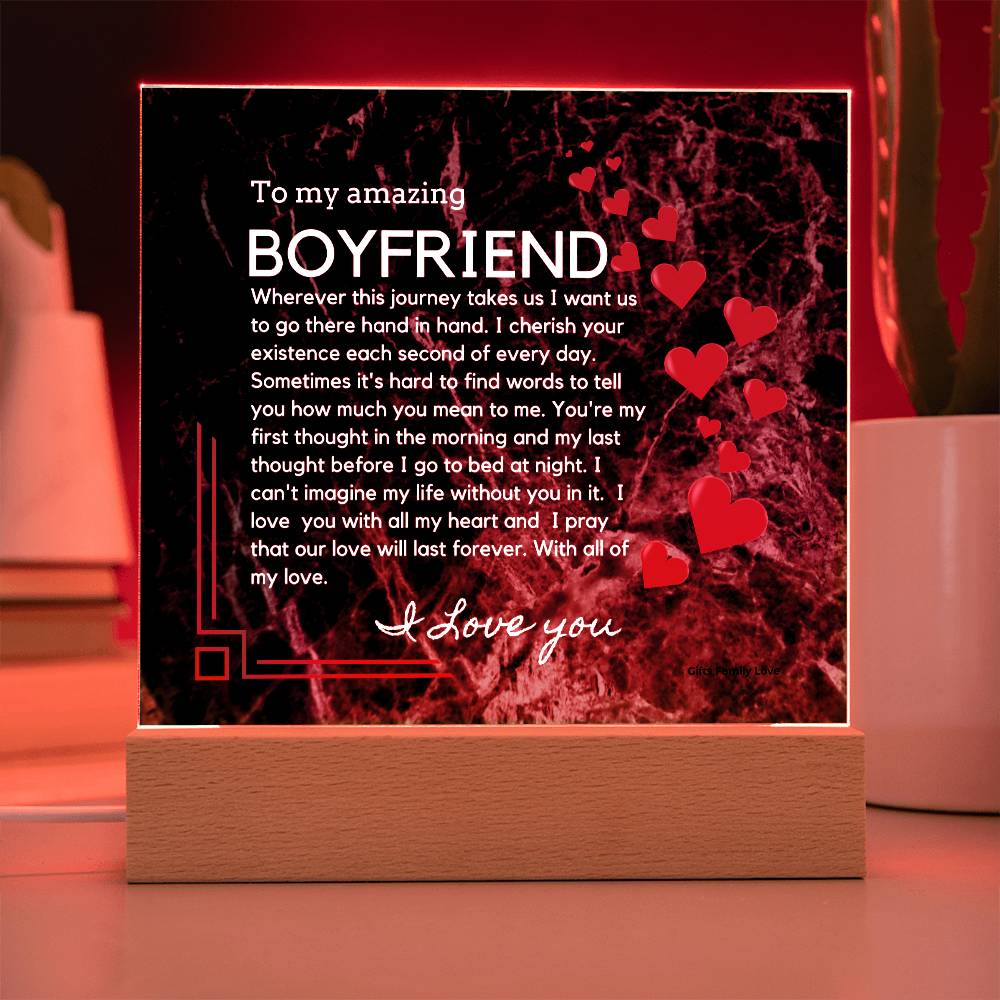 To My Boyfriend Acrylic Keepsake, Romantic Gift for Boyfriend, Sentimental Anniversary Gift for Boyfriend, Boyfriend Birthday, Gift for Him - 491c