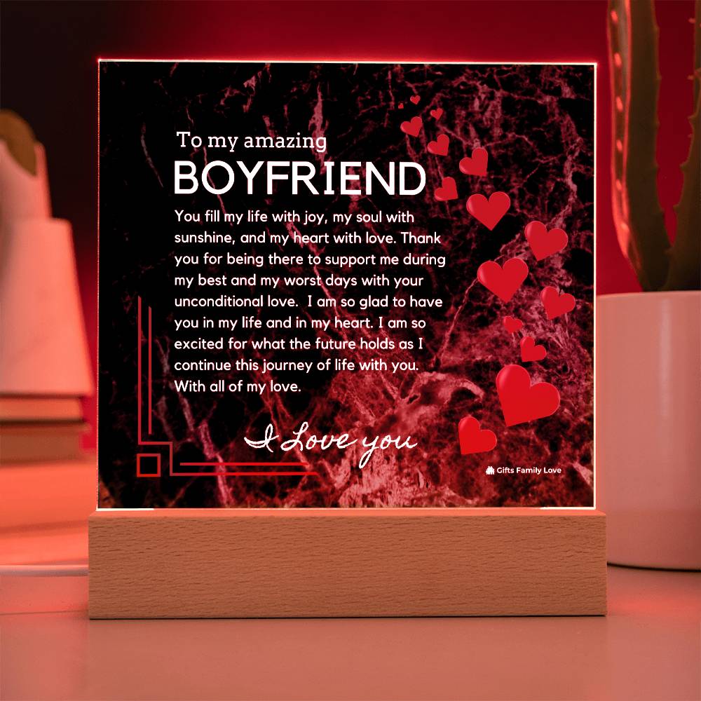 To My Boyfriend Acrylic Keepsake, Romantic Gift for Boyfriend, Sentimental Anniversary Gift for Boyfriend, Boyfriend Birthday, Gift for Him - 491a