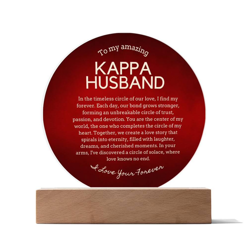 Gift for Kappa Husband, Birthday Gift for Husband, Anniversary Gift for Kappa, Father's Day Gift for Kappa Husband Circle Plaque - 503a