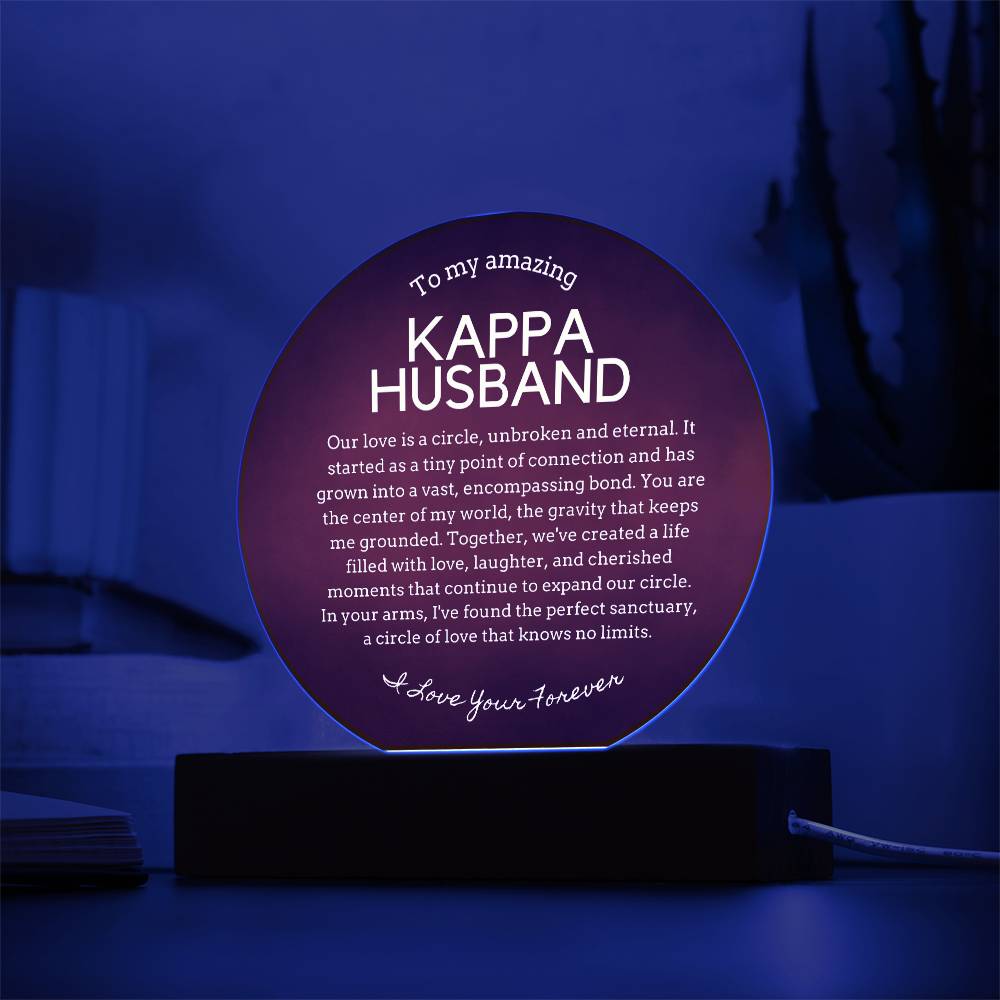 Gift for Kappa Husband, Birthday Gift for Husband, Anniversary Gift for Kappa, Father's Day Gift for Kappa Husband Circle Plaque - 503d