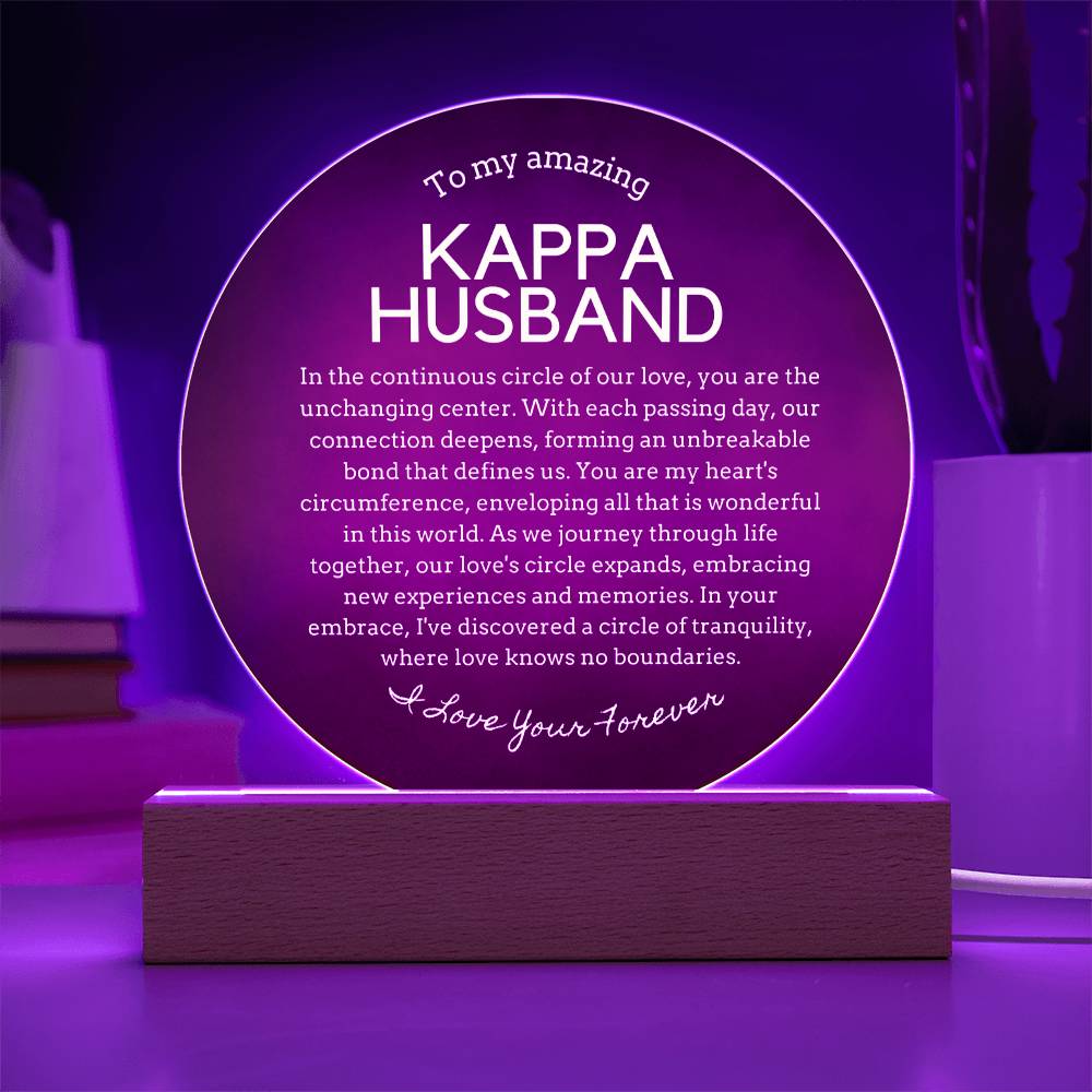 Gift for Kappa Husband, Birthday Gift for Husband, Anniversary Gift for Kappa, Father's Day Gift for Kappa Husband Circle Plaque - 503e