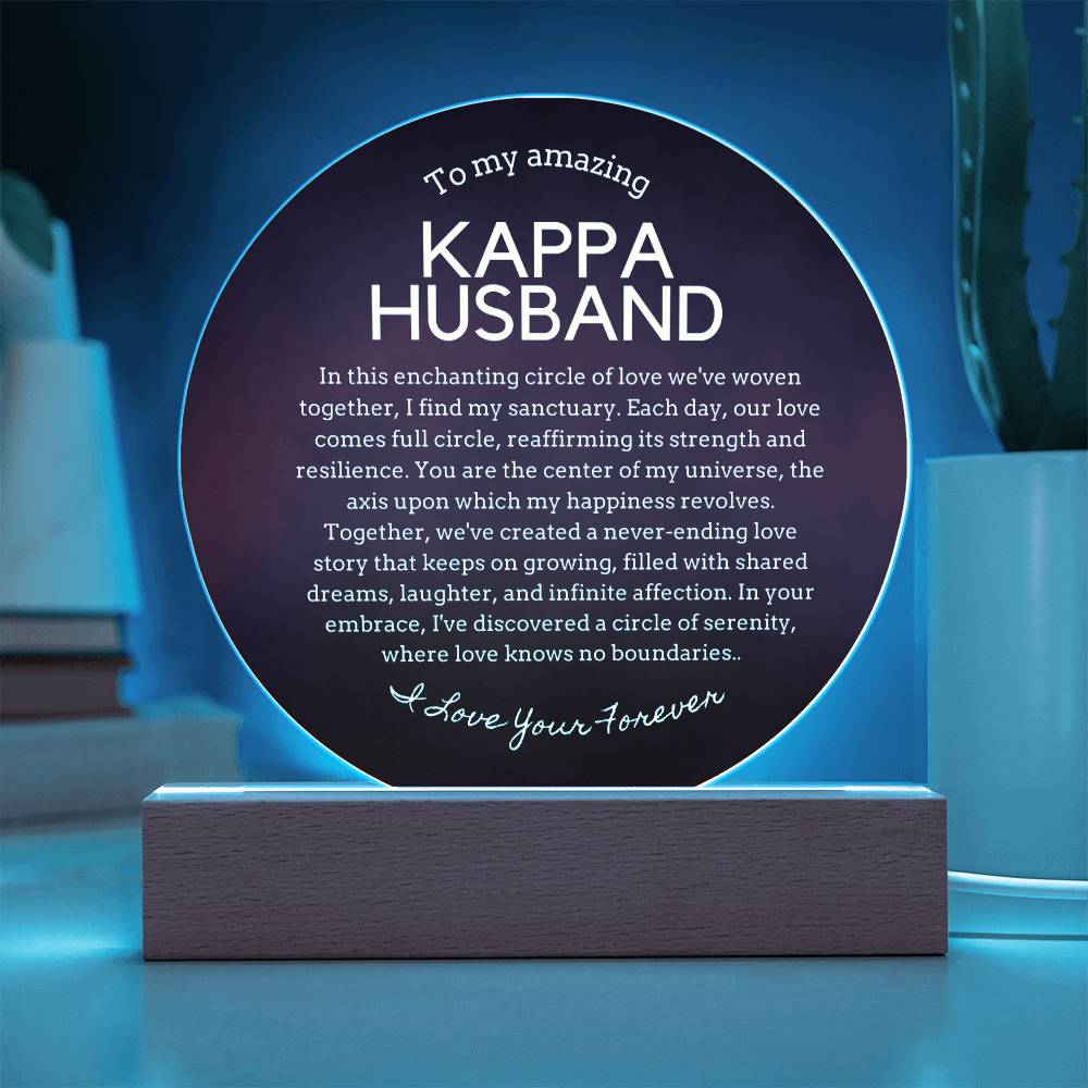 Gift for Kappa Husband, Birthday Gift for Husband, Anniversary Gift for Kappa, Father's Day Gift for Kappa Husband Circle Plaque - 503c