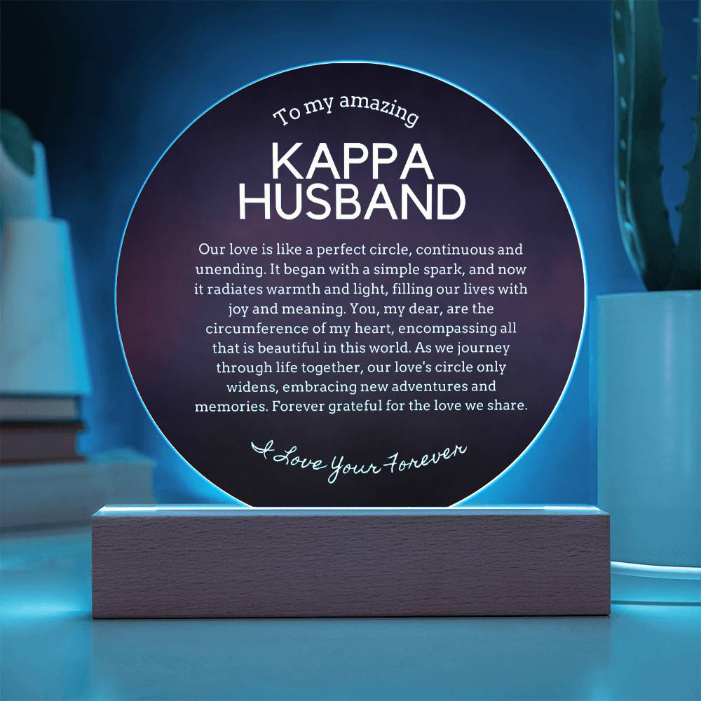 Gift for Kappa Husband, Birthday Gift for Husband, Anniversary Gift for Kappa, Father's Day Gift for Kappa Husband Circle Plaque - 503b