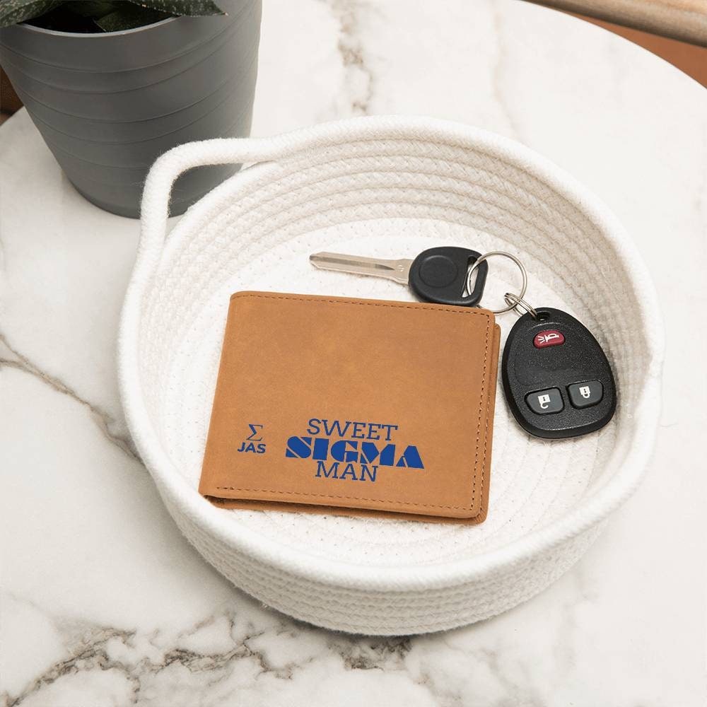 Gift for Sigma Husband, Birthday Gift for Boyfriend, Anniversary Gift for Him, Leather Wallet for Sigma Man - 476a