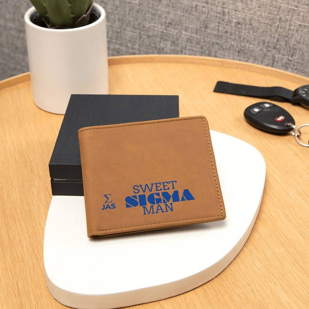 Gift for Sigma Husband, Birthday Gift for Boyfriend, Anniversary Gift for Him, Leather Wallet for Sigma Man - 476a
