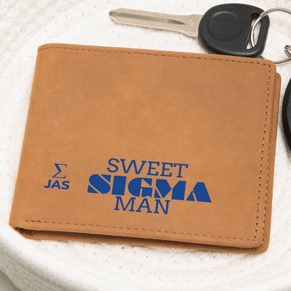 Gift for Sigma Husband, Birthday Gift for Boyfriend, Anniversary Gift for Him, Leather Wallet for Sigma Man - 476a