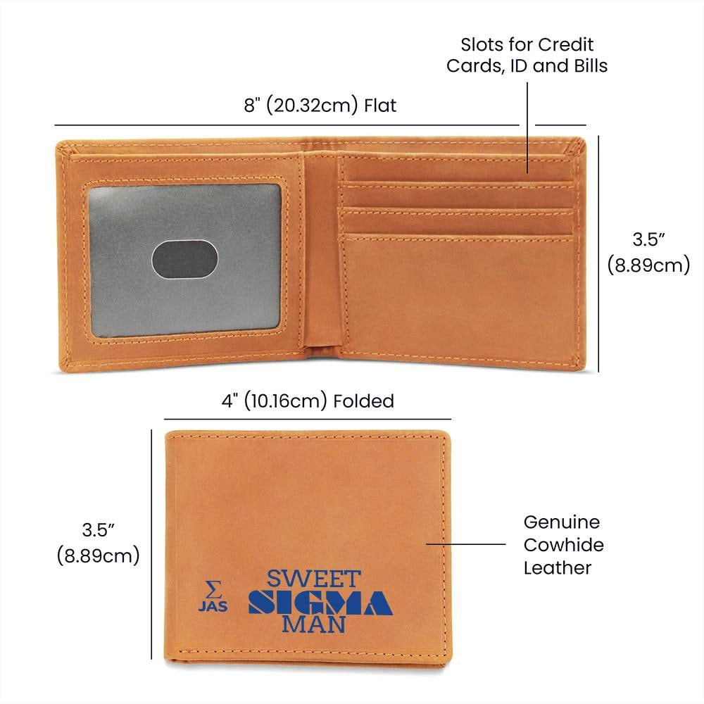 Gift for Sigma Husband, Birthday Gift for Boyfriend, Anniversary Gift for Him, Leather Wallet for Sigma Man - 476a