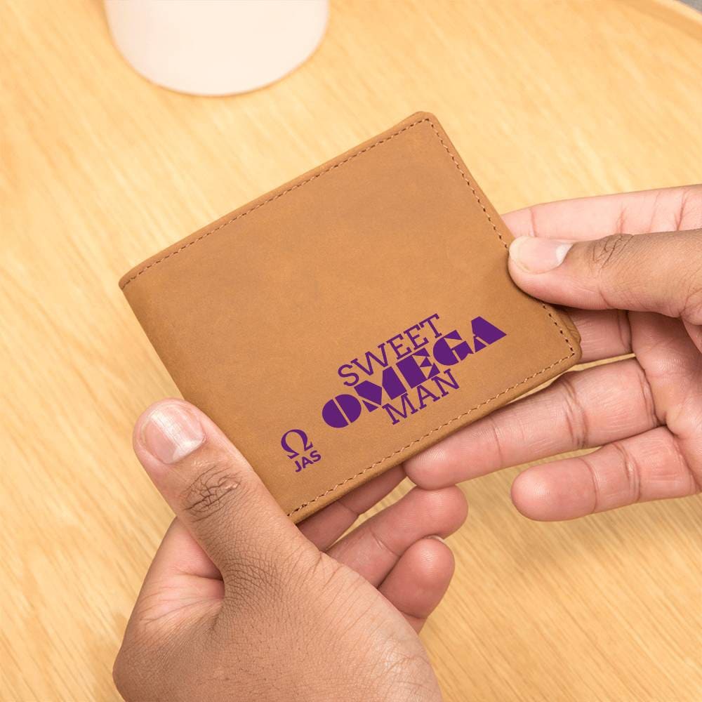 Gift for Omega Husband, Birthday Gift for Boyfriend, Anniversary Gift for Him, Leather Wallet for Omega Man - 477a