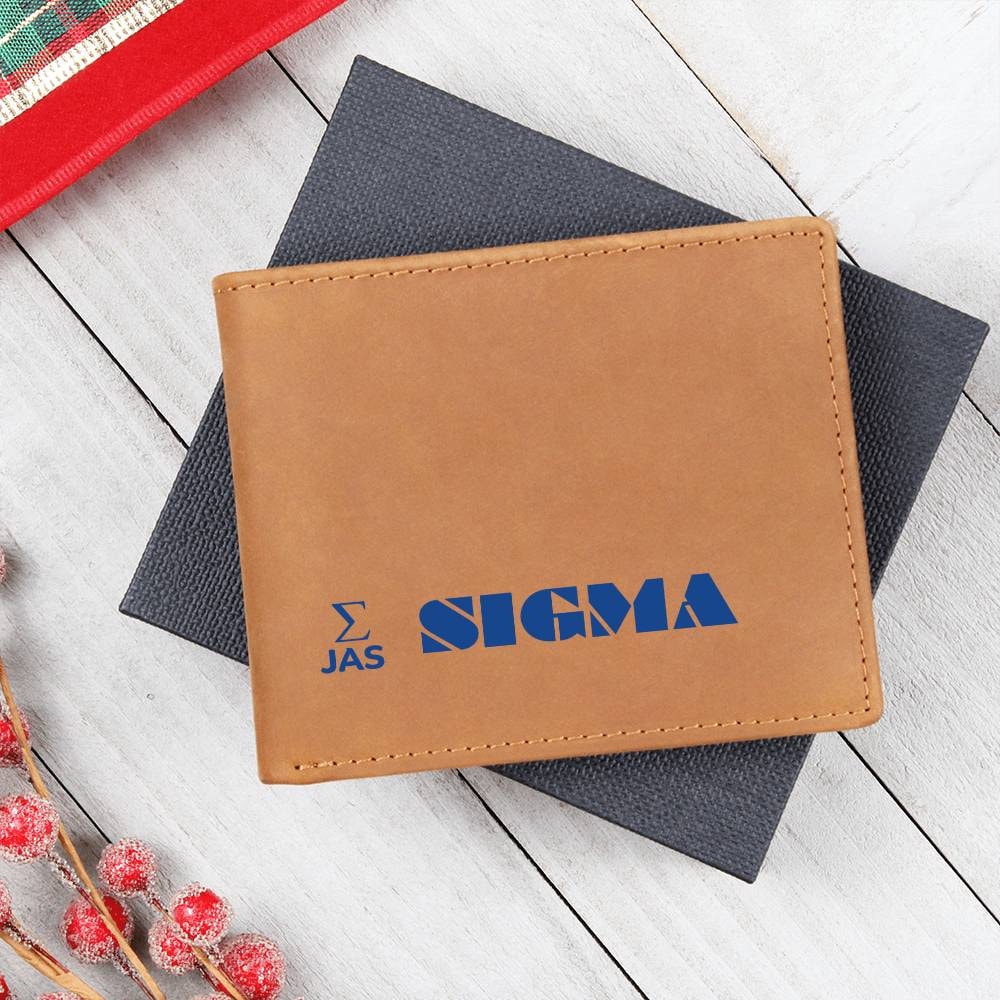 Gift for Sigma Husband, Gift for Sigma Son, Birthday Gift for Boyfriend, Anniversary Gift for Him, Leather Wallet for Sigma Man - 476b