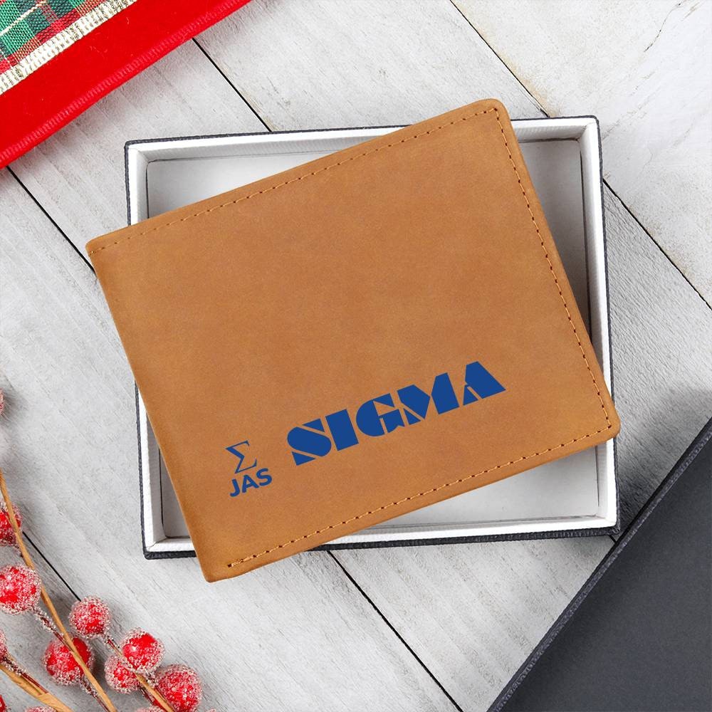 Gift for Sigma Husband, Gift for Sigma Son, Birthday Gift for Boyfriend, Anniversary Gift for Him, Leather Wallet for Sigma Man - 476b