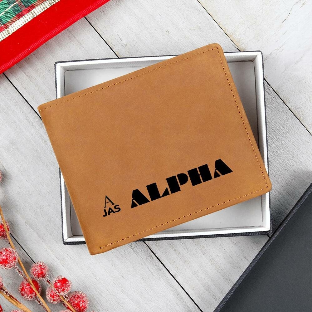 Gift for Alpha Husband, Gift for Alpha Son, Birthday Gift for Boyfriend, Anniversary Gift for Him, Leather Wallet for Alpha Man  - 478b