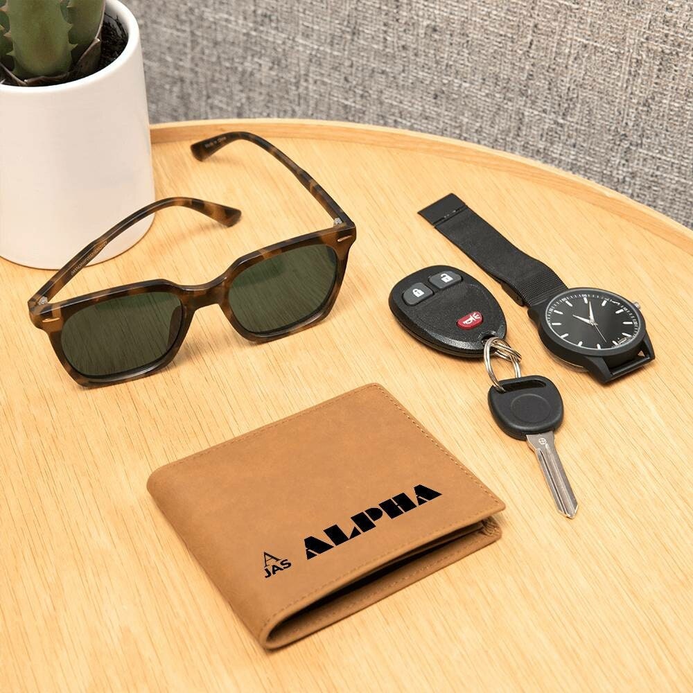 Gift for Alpha Husband, Gift for Alpha Son, Birthday Gift for Boyfriend, Anniversary Gift for Him, Leather Wallet for Alpha Man  - 478b