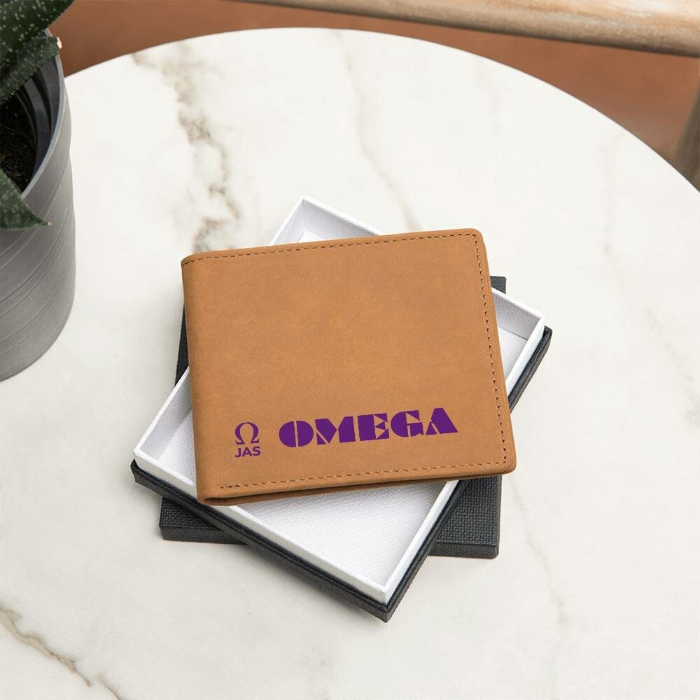 Gift for Omega Husband, Birthday Gift for Boyfriend, Gift for Omega Son, Anniversary Gift for Him, Leather Wallet for Omega Man - 477b