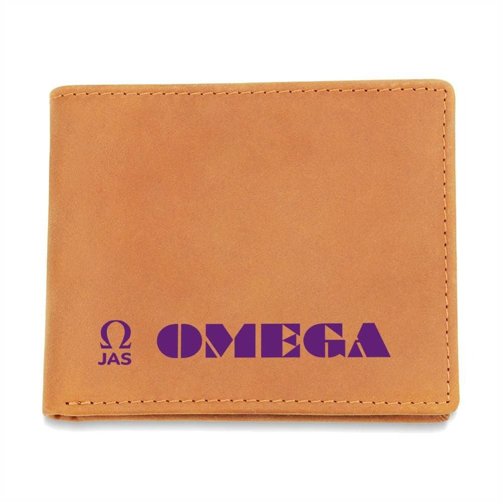 Gift for Omega Husband, Birthday Gift for Boyfriend, Gift for Omega Son, Anniversary Gift for Him, Leather Wallet for Omega Man - 477b