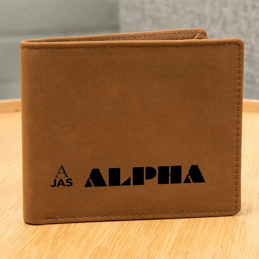 Gift for Alpha Husband, Gift for Alpha Son, Birthday Gift for Boyfriend, Anniversary Gift for Him, Leather Wallet for Alpha Man - 478b