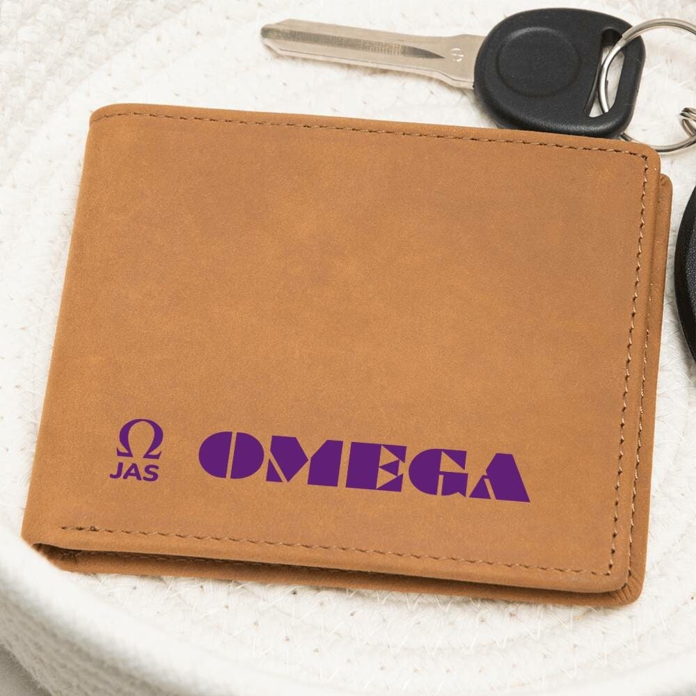 Gift for Omega Husband, Birthday Gift for Boyfriend, Gift for Omega Son, Anniversary Gift for Him, Leather Wallet for Omega Man - 477b