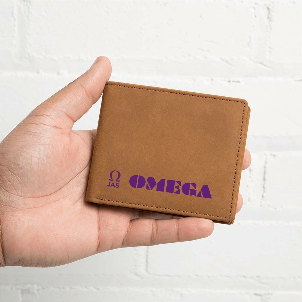 Gift for Omega Husband, Birthday Gift for Boyfriend, Gift for Omega Son, Anniversary Gift for Him, Leather Wallet for Omega Man - 477b