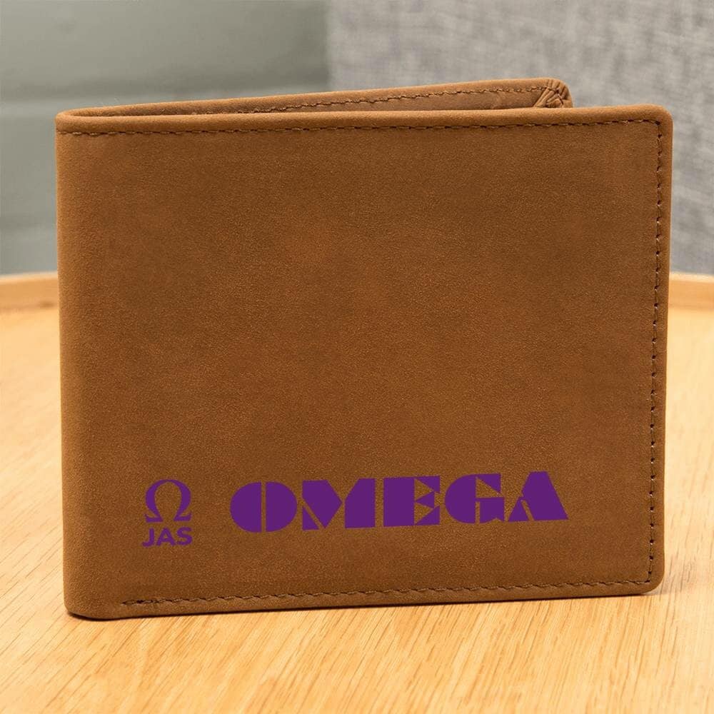 Gift for Omega Husband, Birthday Gift for Boyfriend, Gift for Omega Son, Anniversary Gift for Him, Leather Wallet for Omega Man - 477b