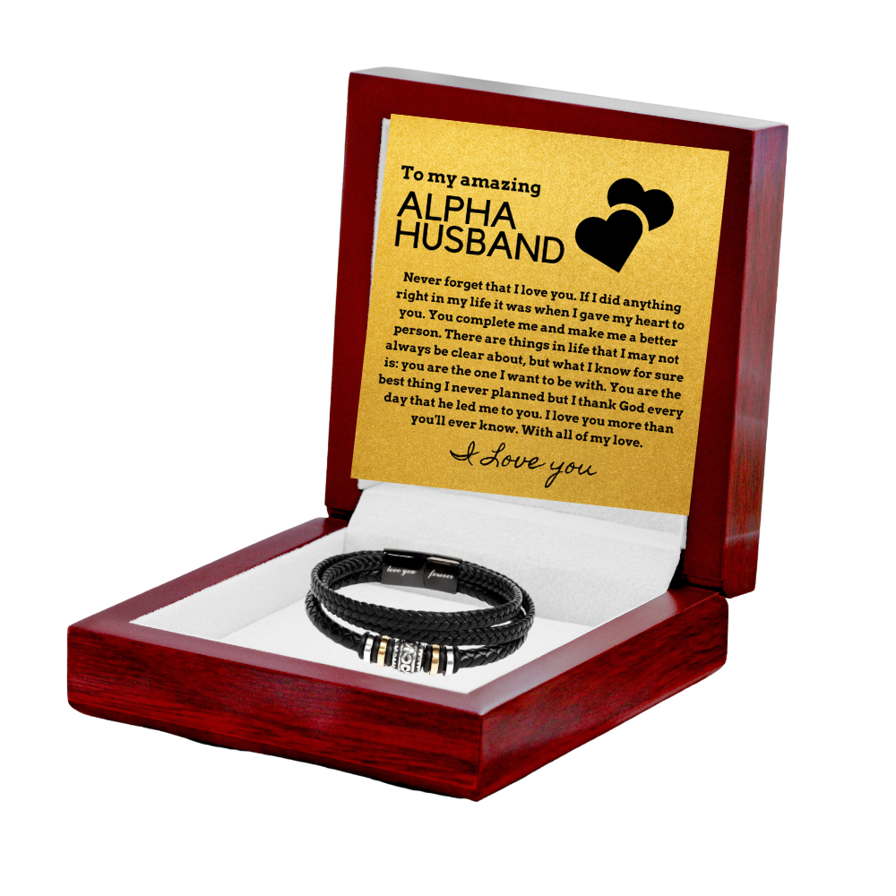 Gift for Alpha Husband, Birthday Gift for Husband, Anniversary Gift for Alpha Father's Day Gift for Alpha Husband Leather Bracelet - 445b