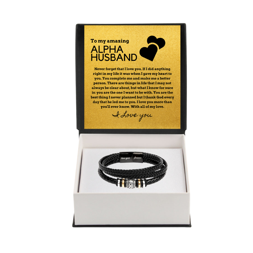 Gift for Alpha Husband, Birthday Gift for Husband, Anniversary Gift for Alpha Father's Day Gift for Alpha Husband Leather Bracelet - 445b