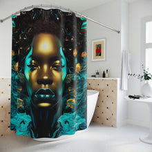 Load image into Gallery viewer, Bahamas Flag Inspired Black Female Figure Shower Curtain - 381b