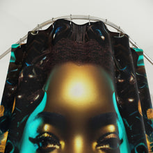 Load image into Gallery viewer, Bahamas Flag Inspired Black Female Figure Shower Curtain - 381b