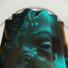 Load image into Gallery viewer, Bahamas Flag Inspired Black Female Figure Shower Curtain - 380a