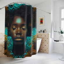 Load image into Gallery viewer, Bahamas Flag Inspired Black Female Shower Curtain - 381c