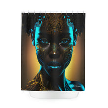 Load image into Gallery viewer, Bahamas Flag Inspired Black Female Figure Shower Curtain - 380d
