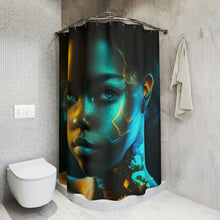 Load image into Gallery viewer, Bahamas Flag Inspired Black Female Figure Shower Curtain - 380b