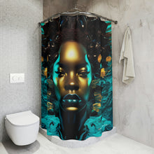 Load image into Gallery viewer, Bahamas Flag Inspired Black Female Figure Shower Curtain - 381b