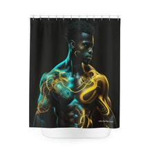 Load image into Gallery viewer, Bahamas Flag Inspired Black Male Shower Curtain - 379d