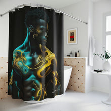 Load image into Gallery viewer, Bahamas Flag Inspired Black Male Shower Curtain - 379d