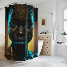 Load image into Gallery viewer, Bahamas Flag Inspired Black Female Figure Shower Curtain - 380d