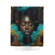 Load image into Gallery viewer, Bahamas Flag Inspired Black Female Shower Curtain - 381c