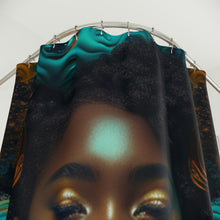 Load image into Gallery viewer, Bahamas Flag Inspired Black Female Shower Curtain - 381c