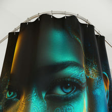 Load image into Gallery viewer, Bahamas Flag Inspired Black Female Figure Shower Curtain - 380b