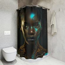 Load image into Gallery viewer, Bahamas Flag Inspired Black Female Figure Shower Curtain - 380c