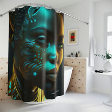 Load image into Gallery viewer, Bahamas Flag Inspired Black Female Figure Shower Curtain - 380a