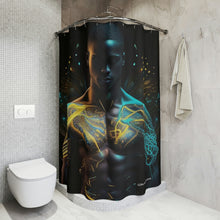 Load image into Gallery viewer, Bahamas Flag Inspired Black Male Figure Shower Curtain - 379c