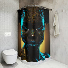 Load image into Gallery viewer, Bahamas Flag Inspired Black Female Figure Shower Curtain - 380d