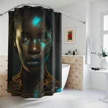 Load image into Gallery viewer, Bahamas Flag Inspired Black Female Figure Shower Curtain - 380c