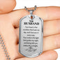 To My Husband Engraved Dog Tag Military Style Chain. Your Heart Poem. 142a